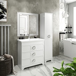 Misty Мебель для ванной Лейла 100 3 ящика белая – фотография-2